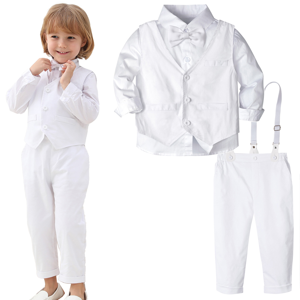 Baby Boy Suit Set Baptism - ملابس تعميد للأطفال ، بدلة بحمالات