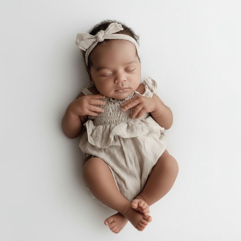 Infant Photography Props Outfit - ملابس تصوير للمواليد الجدد، رومبير أصفر