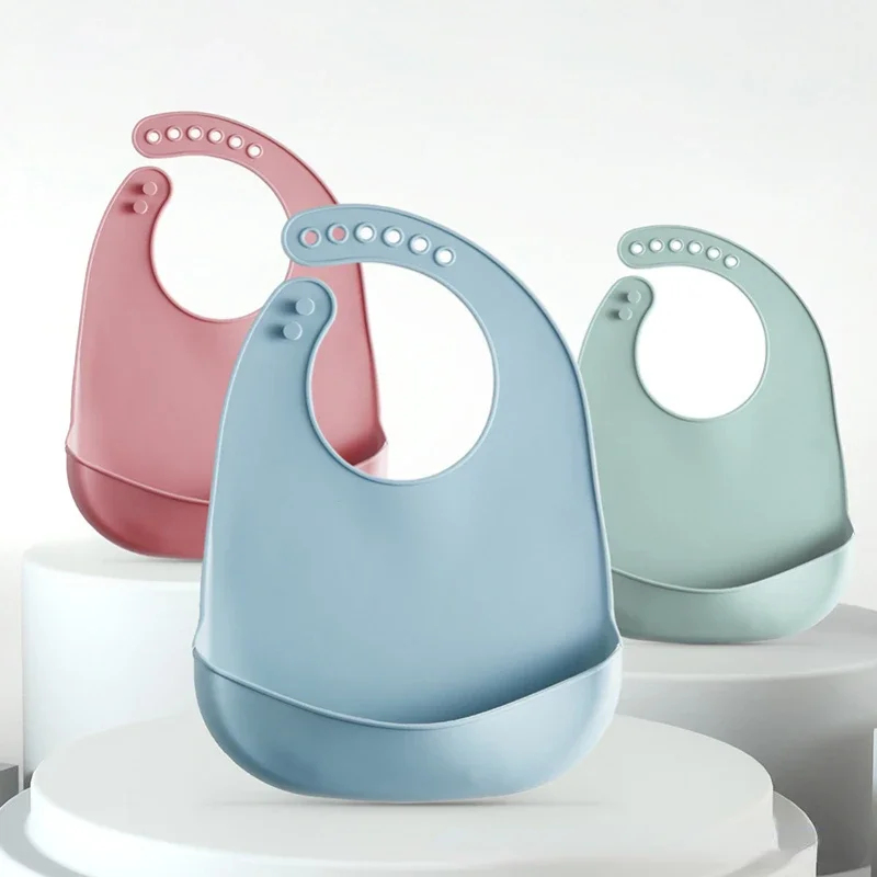 Waterproof Baby Bibs Silicone - 1/3 قطعة مريلة أطفال قابلة للتعديل
