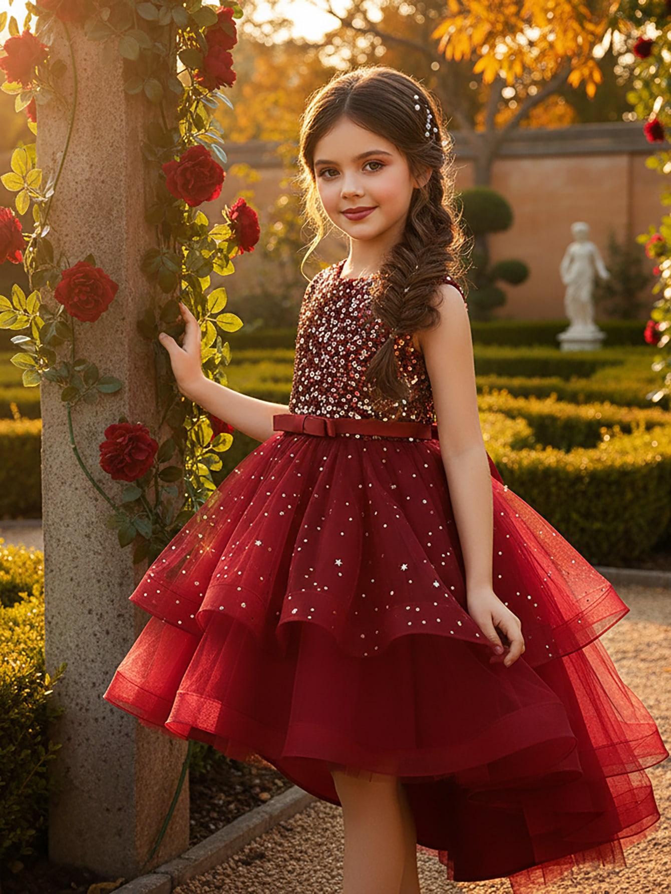 Toddler Girl Tulle Party Dress - فستان أميرة للبنات الصغيرات مزين بالترتر