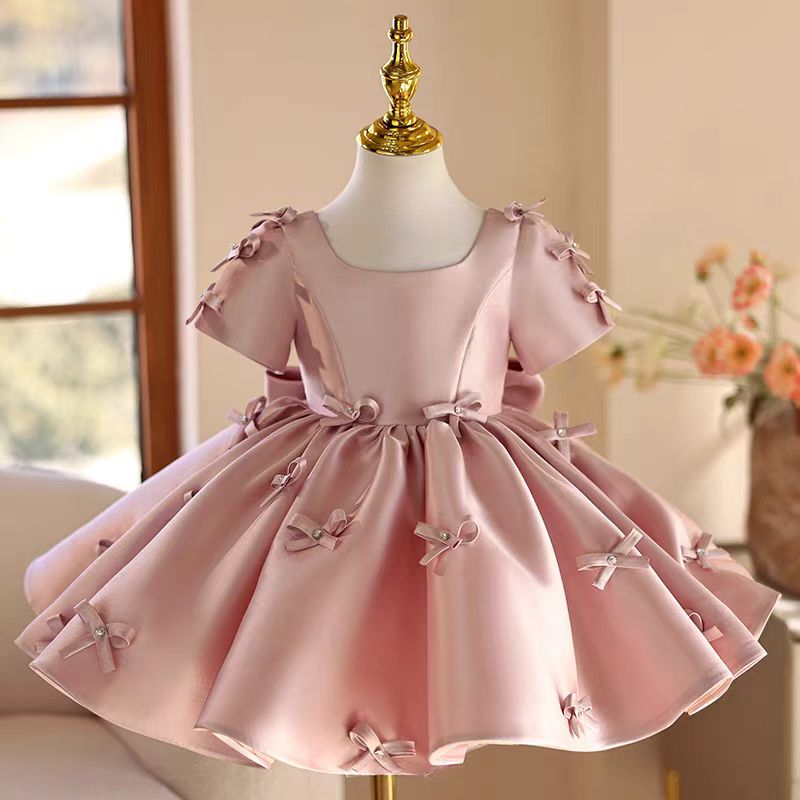 Toddler Girl Tulle Party Dress - فستان فتاة الزهور الوردي J720 من