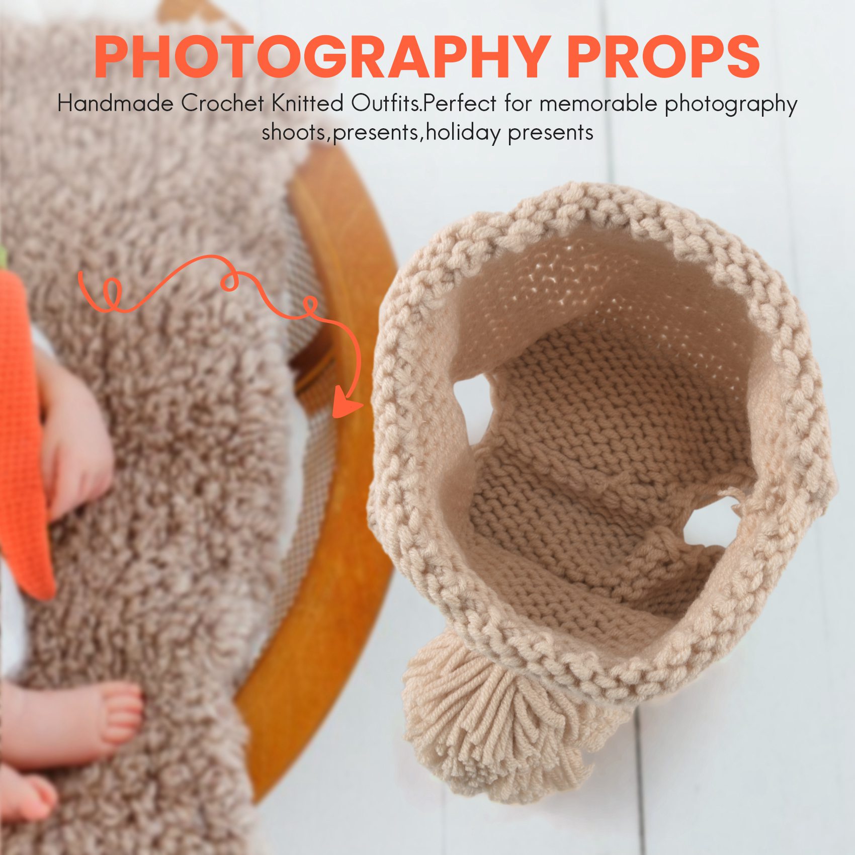 Infant Photography Props Outfit - ABJA-مستلزمات تصوير الأطفال حديثي الولادة، ملابس