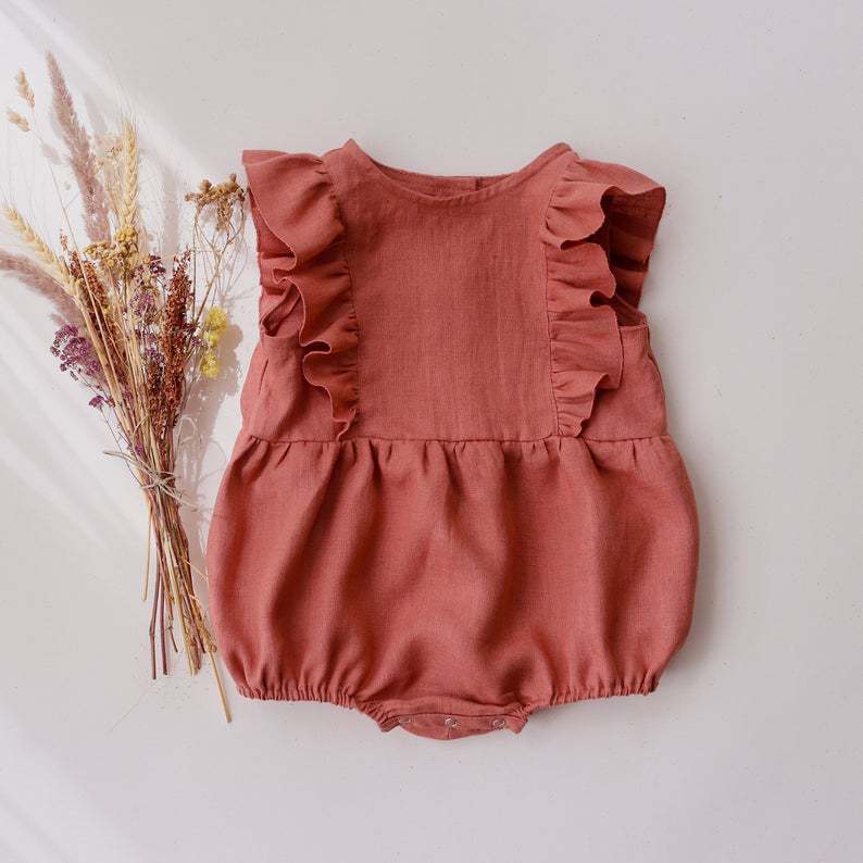 Baby Summer Linen Sleeveless Jumpsuit - الصيف الوليد الرضع طفل الفتيات رومبير