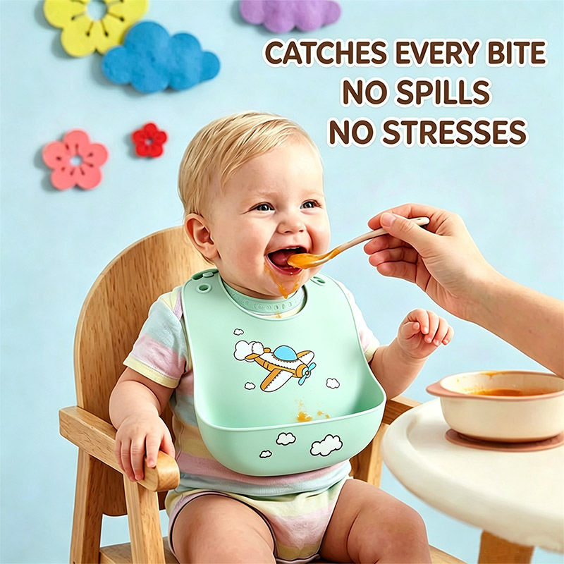 Waterproof Baby Bibs Silicone - مريلة تغذية للأطفال من السيليكون، مريلة