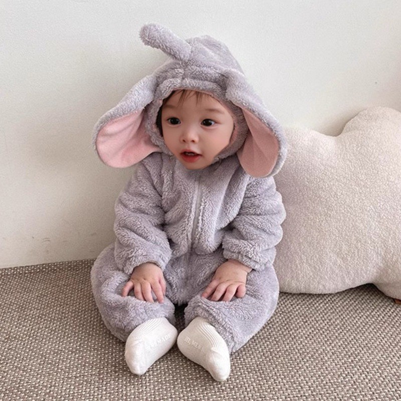 Cotton Baby Onesies Zipper - بدلة الفيل اللطيفة لعام 2026، بدلة