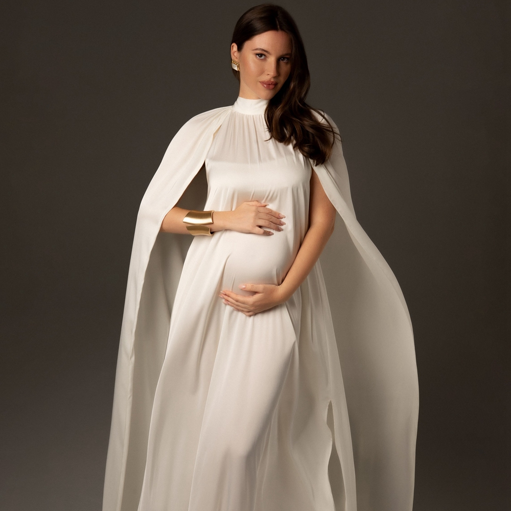Maternity Wear - فستان تصوير للحوامل مع عباءة أنيقة،