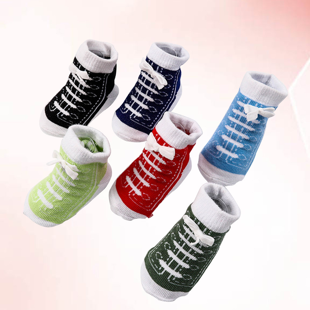 Unisex Baby Socks Non Slip - 6 أزواج من جوارب الأطفال القطنية