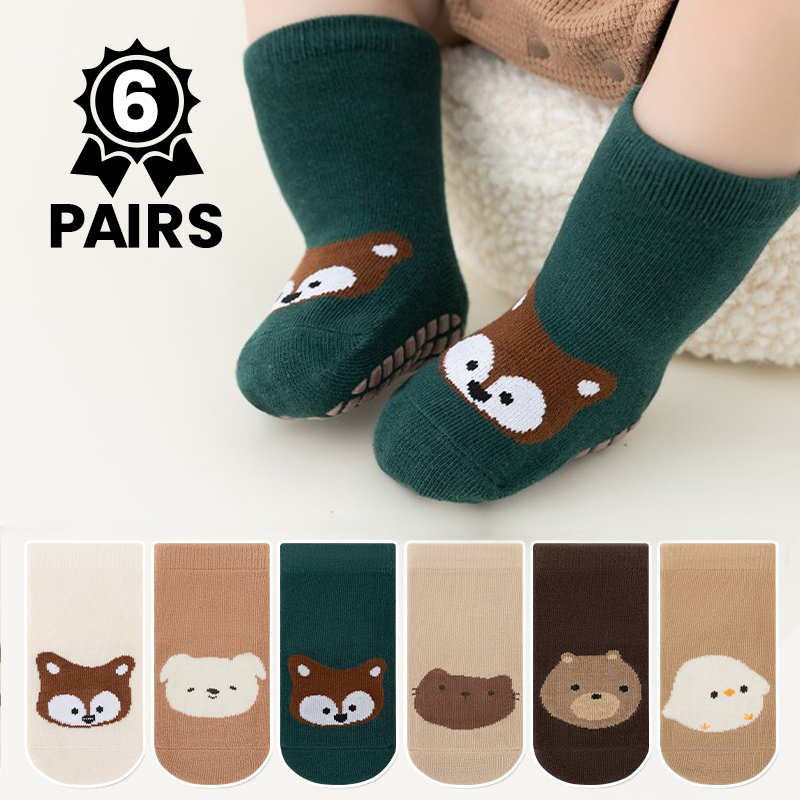 Unisex Baby Socks Non Slip - 6 أزواج من الجوارب المضادة للانزلاق