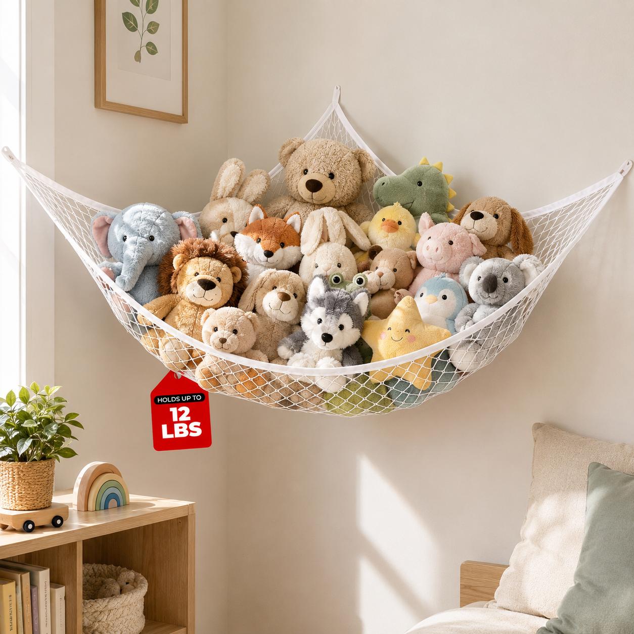 Nursery - شبكة تخزين ألعاب معلقة، منظم للدمى
