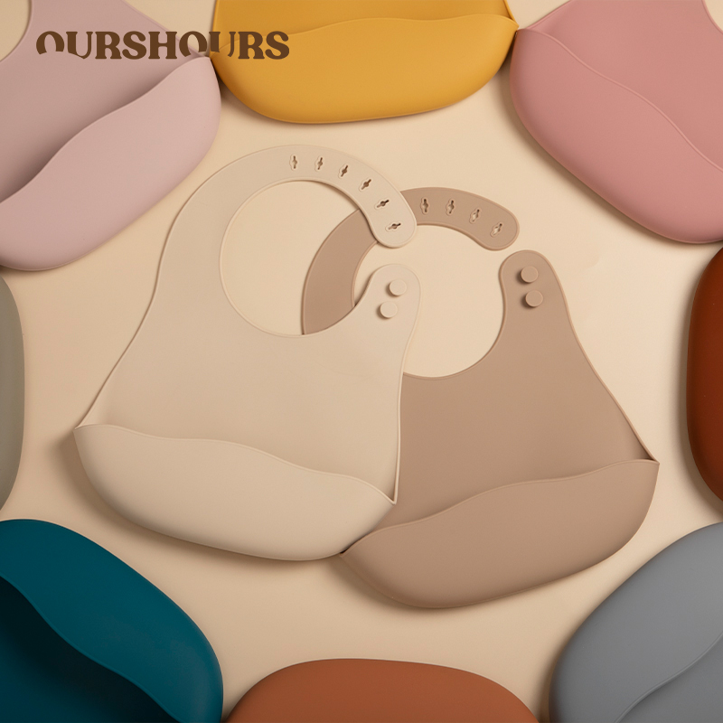 Waterproof Baby Bibs Silicone - سيليكون الطفل المرايل BPA الحرة بلون