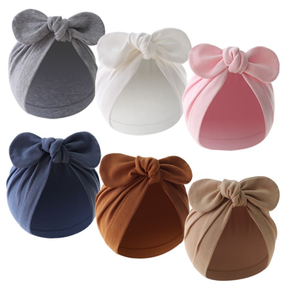 Infant Beanie Hat With Ears - لطيف زهرة عقدة الطفل قبعة بلون