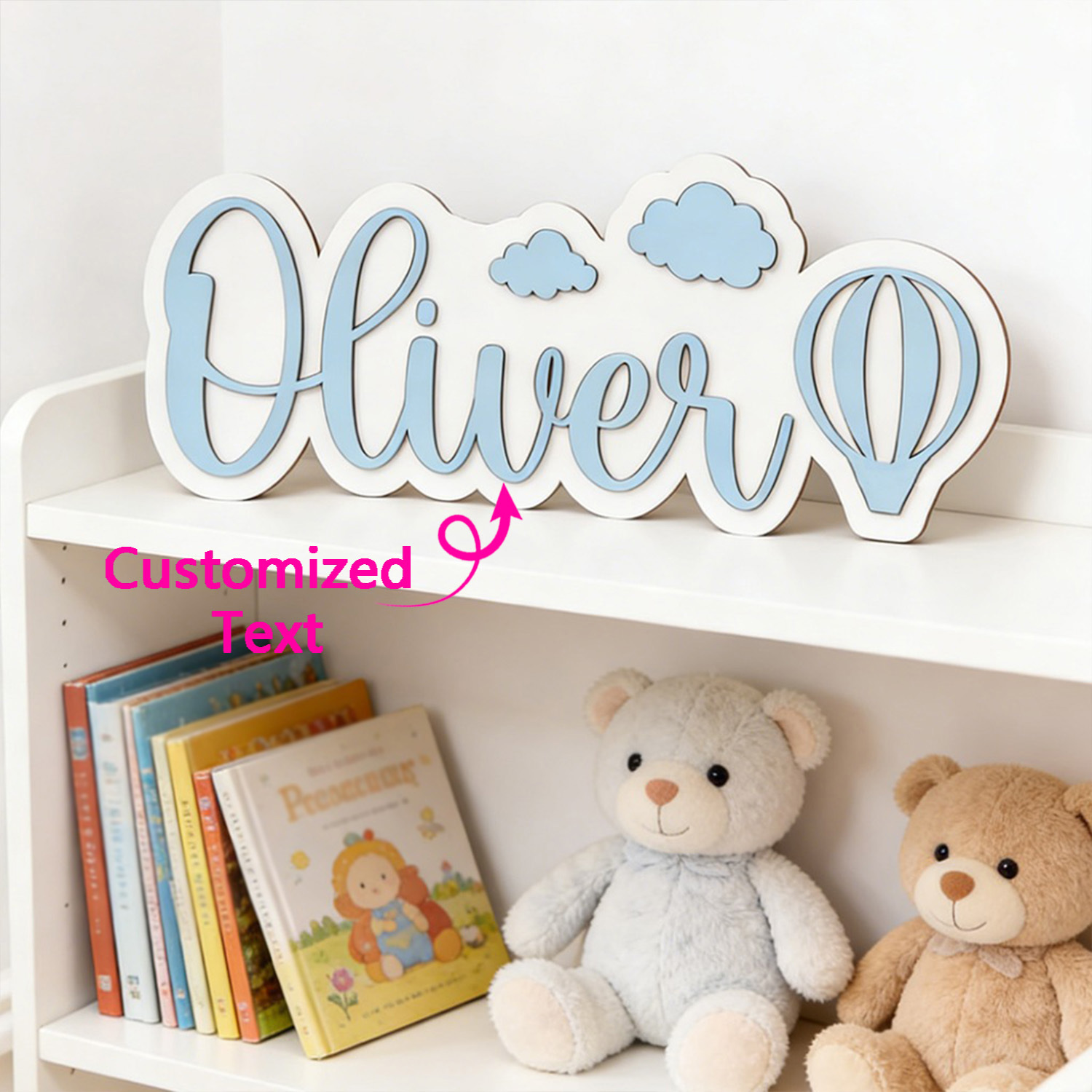 Nursery - لافتة غرفة مخصصة على شكل منطاد