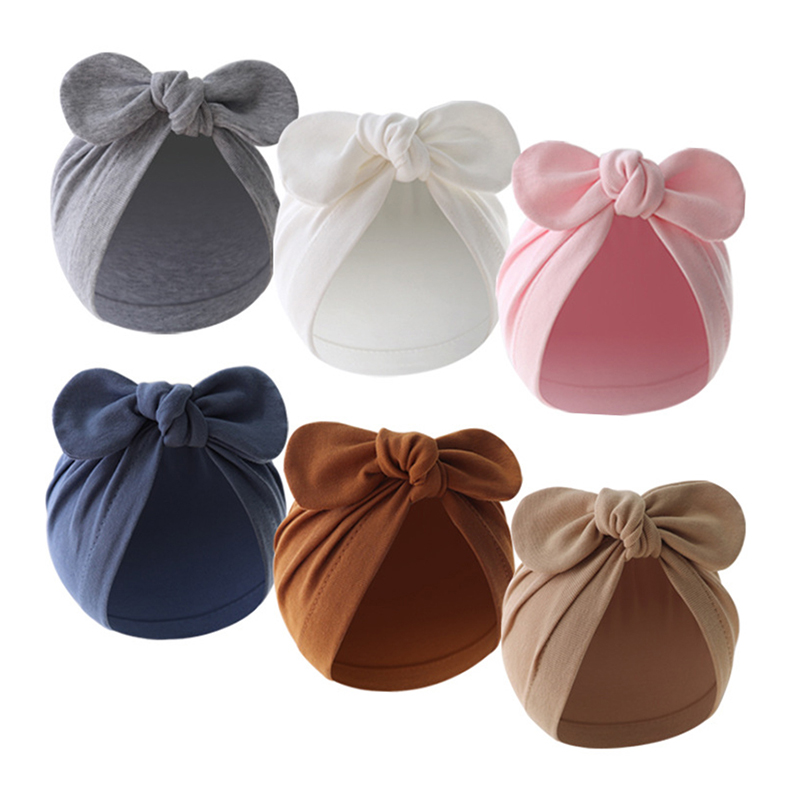 Infant Beanie Hat With Ears - قبعة عمامة قطنية ناعمة مع آذان