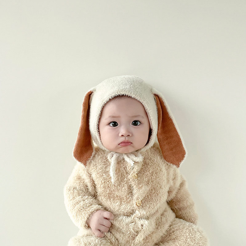 Infant Beanie Hat With Ears - الشتاء أفخم الطفل الأرنب قبعة مع