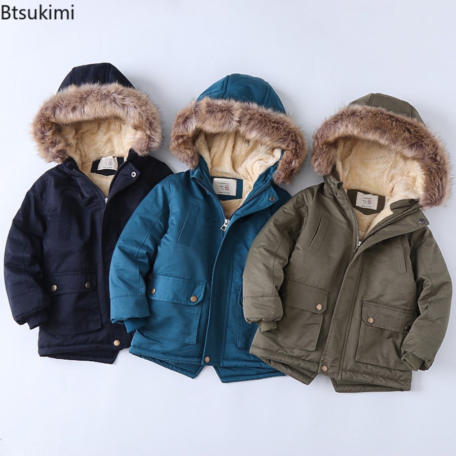 Toddler Boy Winter Fleece Jacket - معاطف أطفال مبطنة بالصوف سميكة للأولاد