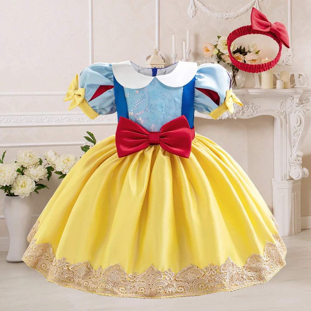 Toddler Girl Tulle Party Dress - فستان حفلة توتو أصفر عتيق للفتيات