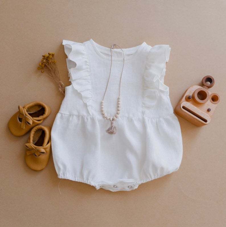 الصيف الوليد الرضع طفل الفتيات - مراجعة Baby Summer Linen Sleeveless Jumpsuit وسعره