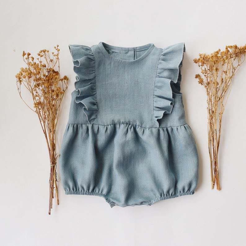 الصيف الوليد الرضع طفل الفتيات - مراجعة Baby Summer Linen Sleeveless Jumpsuit وسعره