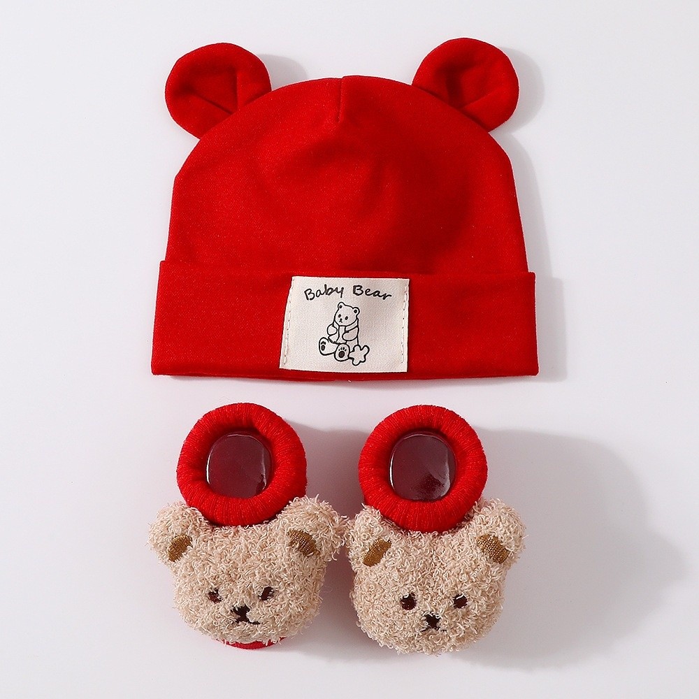 طقم قبعة وجوارب قطنية لطيفة لل - مراجعة Infant Beanie Hat With Ears وسعره