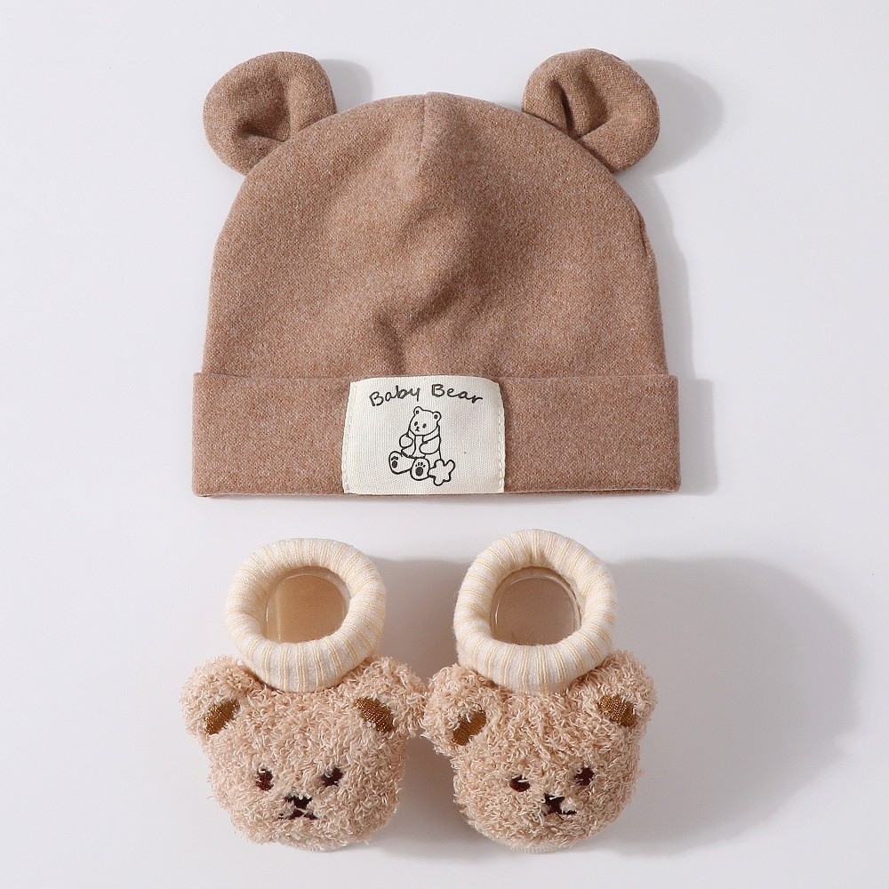 طقم قبعة وجوارب قطنية لطيفة لل - مراجعة Infant Beanie Hat With Ears وسعره