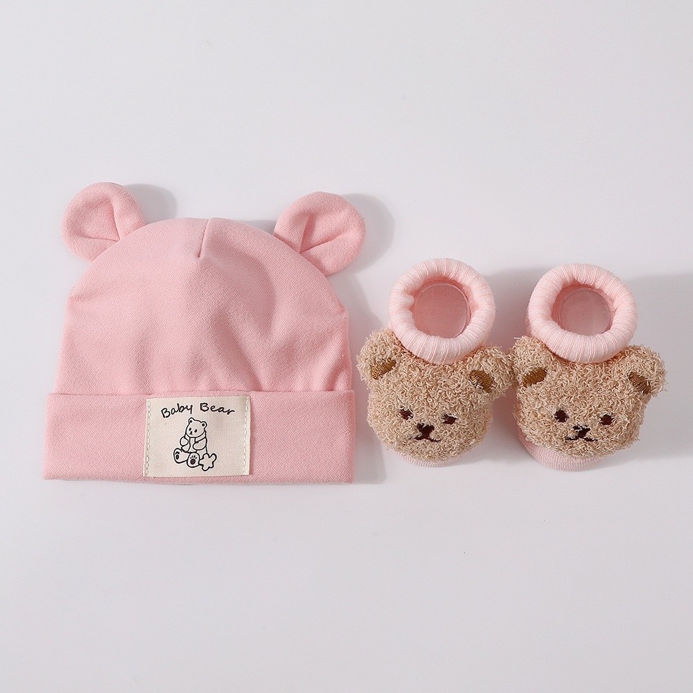 طقم قبعة وجوارب قطنية لطيفة لل - مراجعة Infant Beanie Hat With Ears وسعره