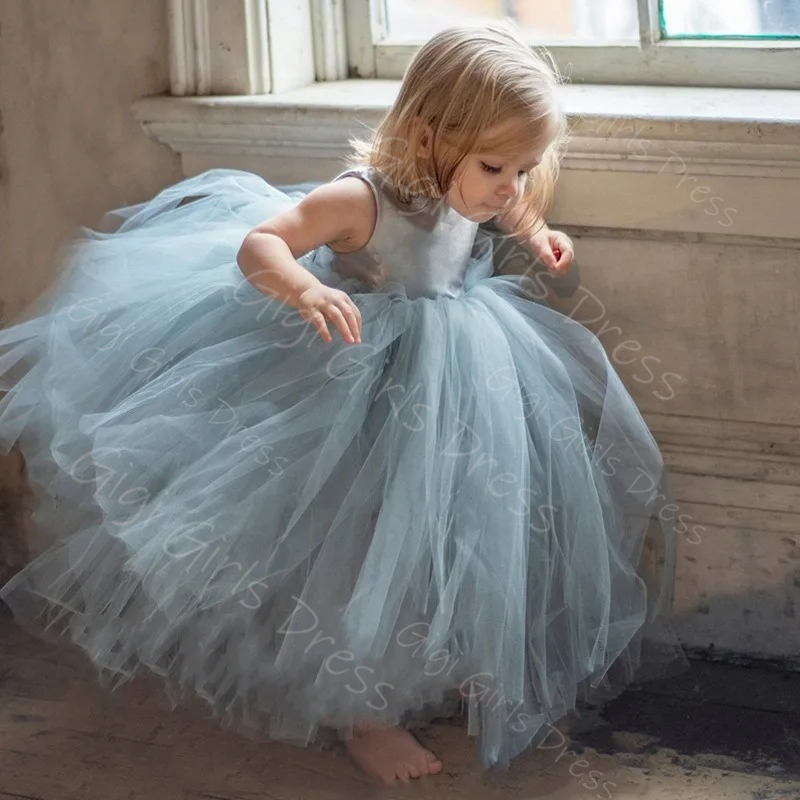 فستان فتاة الزهور الزرقاء لحفل - مراجعة Toddler Girl Tulle Party Dress وسعره
