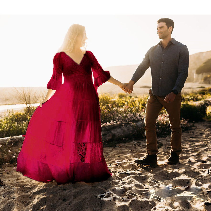 فستان ماكسي للحوامل بأكمام قصي - مراجعة Maternity Wear وسعره