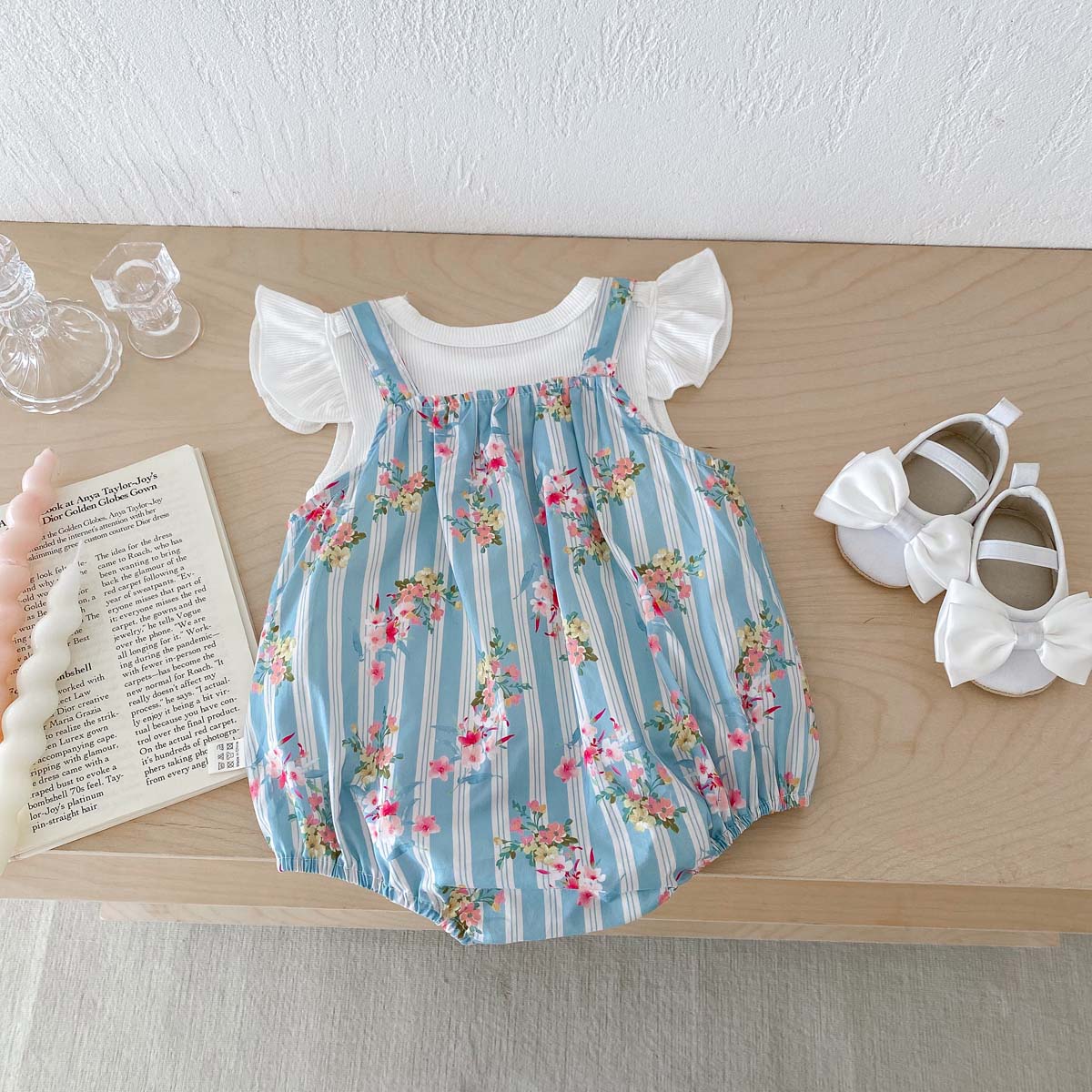 بدلة أطفال بناتي بأكمام مرفرفة - مراجعة Newborn Baby Girl Romper Floral وسعره