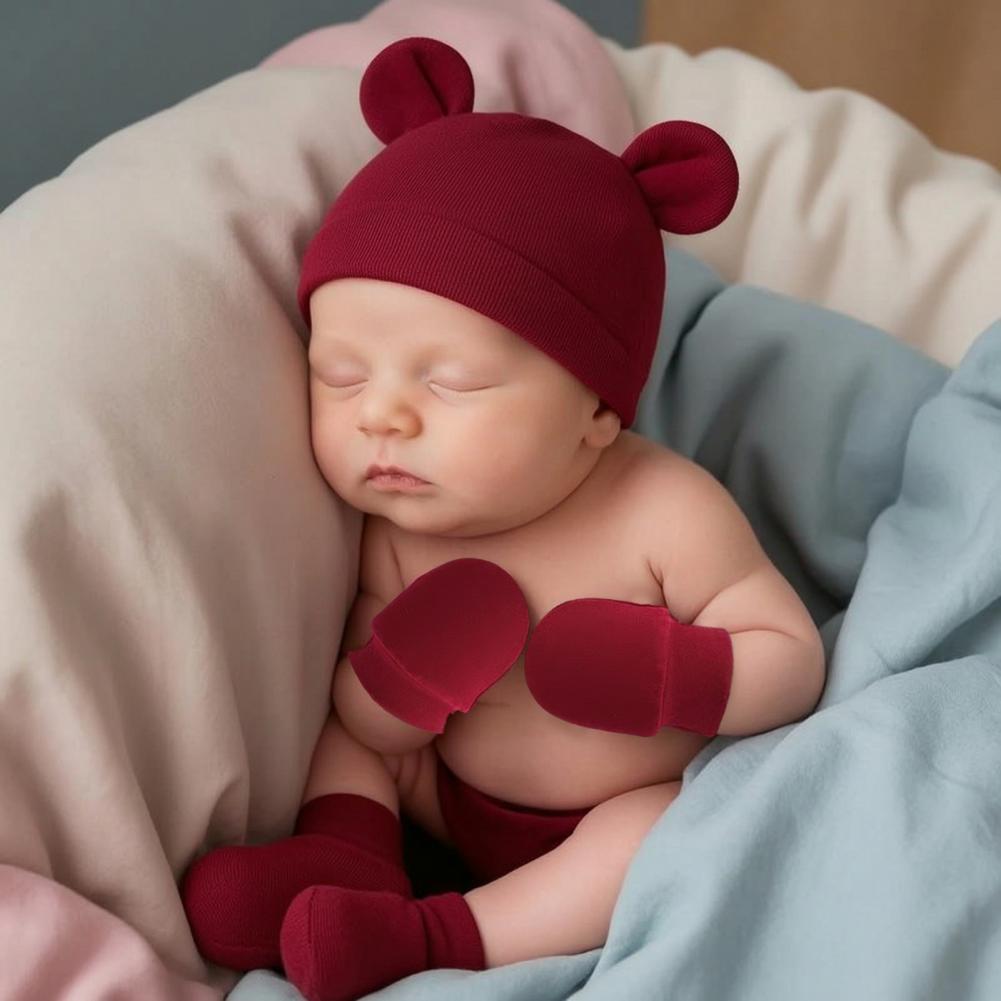 قفازات وجزم للأطفال حديثي الول - مراجعة Infant Beanie Hat With Ears وسعره