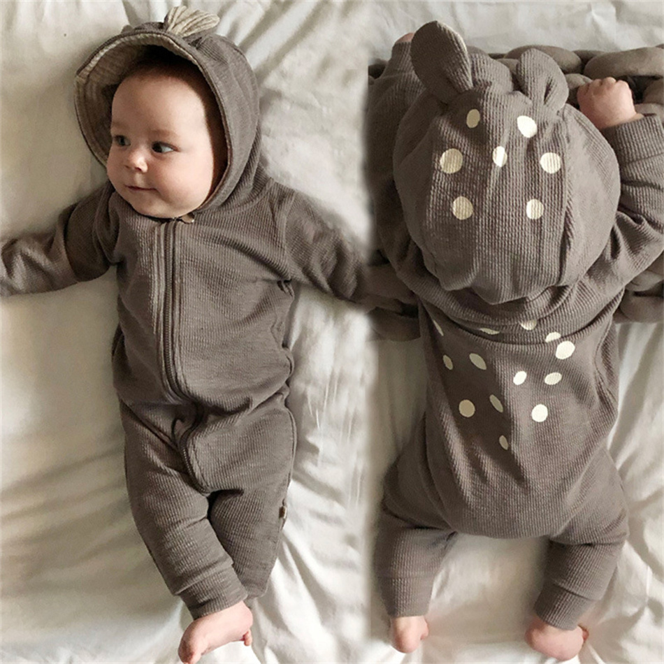ربيع الخريف للجنسين طفل لطيف ب - مراجعة Cotton Baby Onesies Zipper وسعره