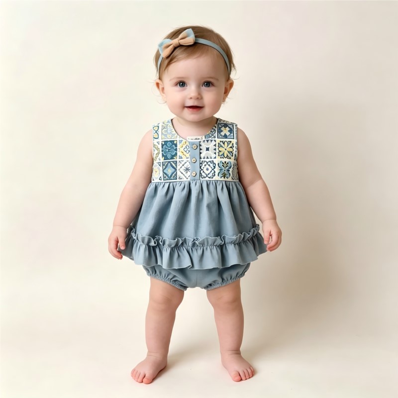 طقم رومبير قطني كتان عصري للأط - مراجعة Baby Summer Linen Sleeveless Jumpsuit وسعره
