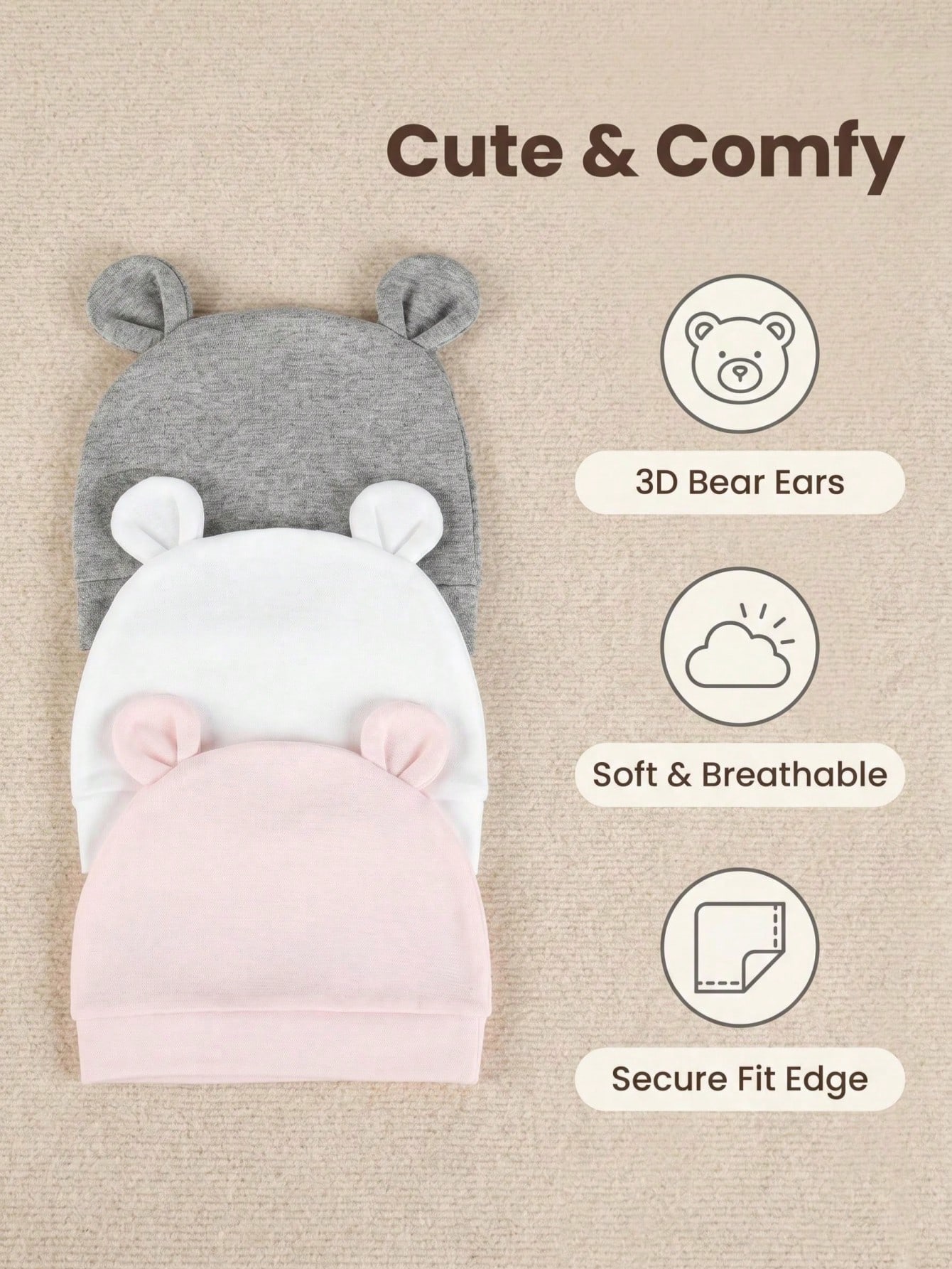 مجموعة من 3 قطع قبعات أطفال حد - مراجعة Infant Beanie Hat With Ears وسعره
