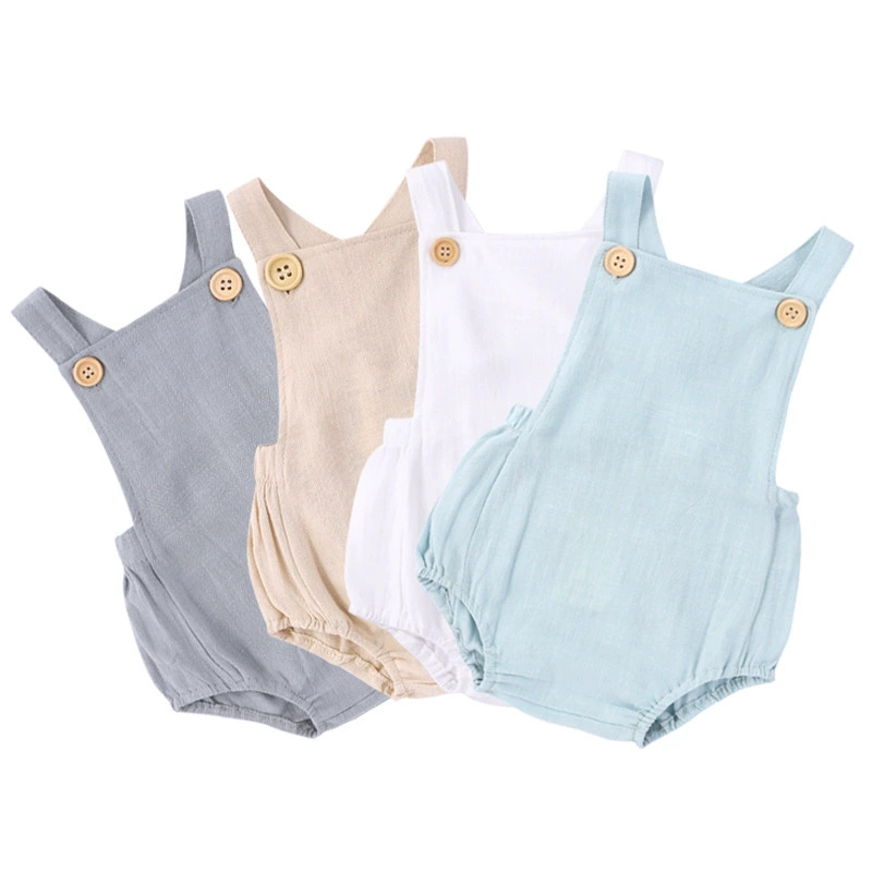 بدلة قفز صيفية لحديثي الولادة  - مراجعة Baby Summer Linen Sleeveless Jumpsuit وسعره