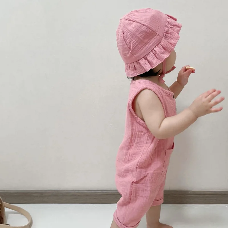 2 قطعة/المجموعة ملابس الصيف ال - مراجعة Baby Summer Linen Sleeveless Jumpsuit وسعره