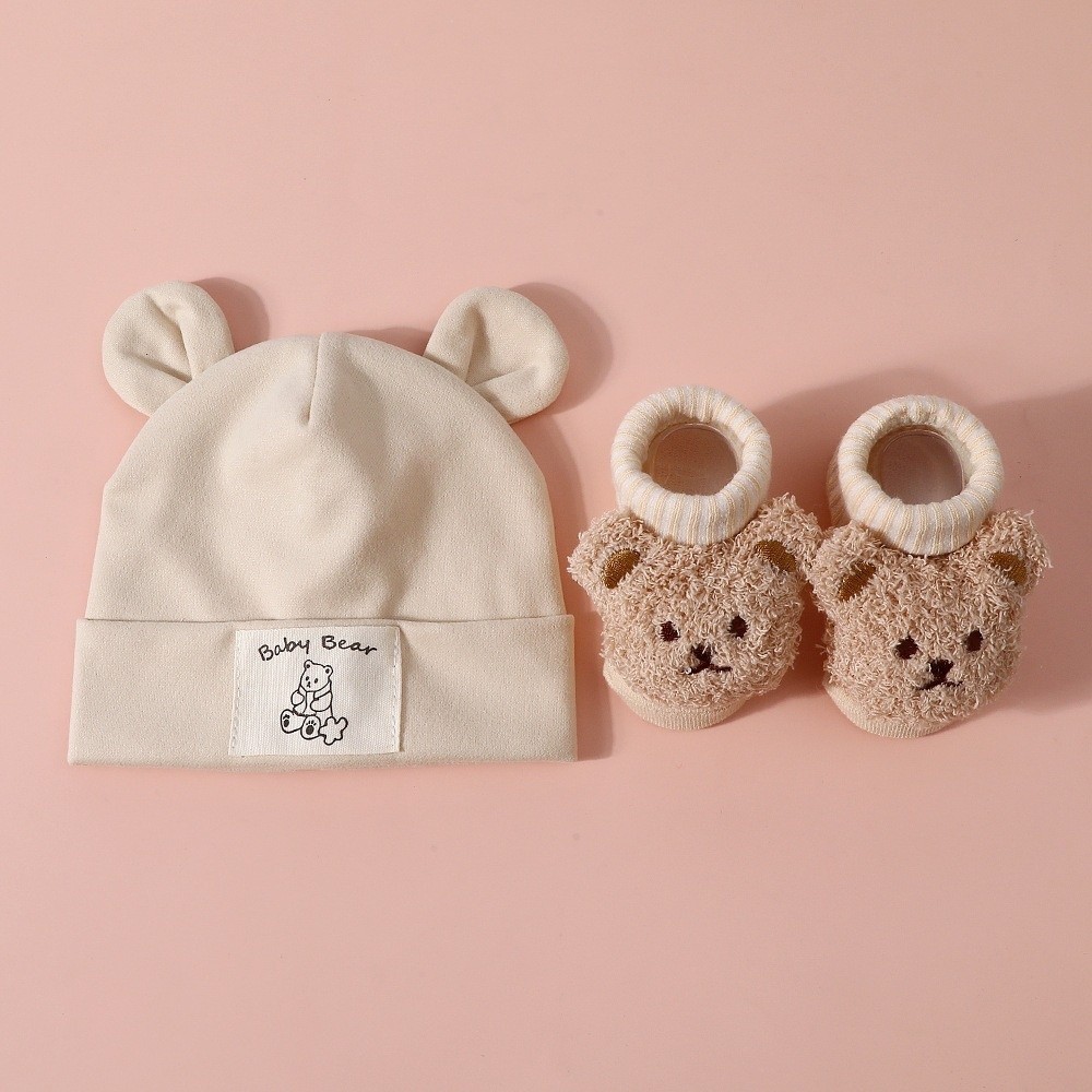 طقم قبعة وجوارب للأطفال حديثي  - مراجعة Infant Beanie Hat With Ears وسعره