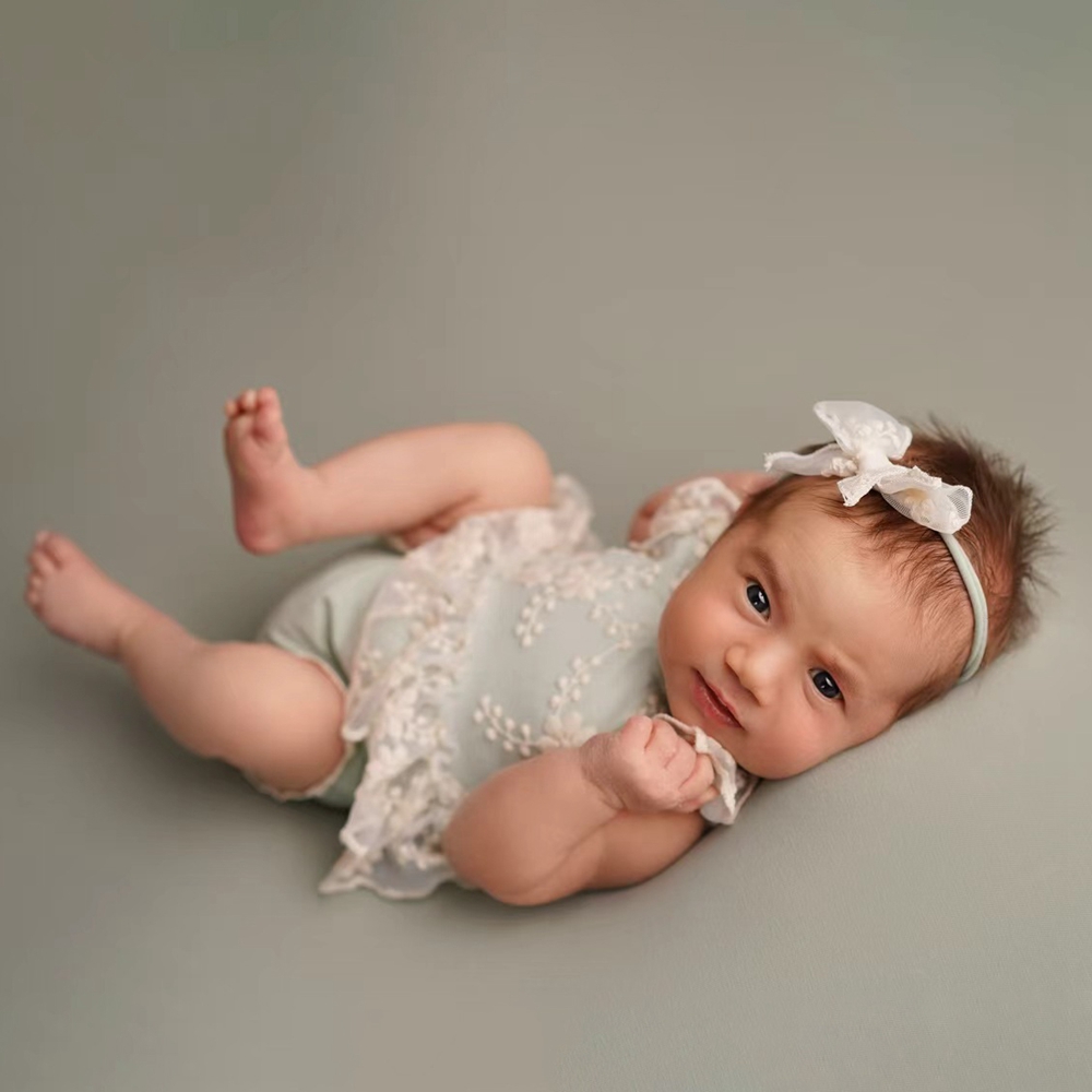 بدلة رومبر خضراء فاتحة مزينة ب - مراجعة Newborn Baby Girl Romper Floral وسعره