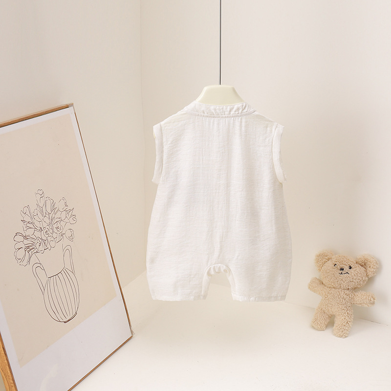 رومبير صيفي للأولاد الصغار مطر - مراجعة Baby Summer Linen Sleeveless Jumpsuit وسعره